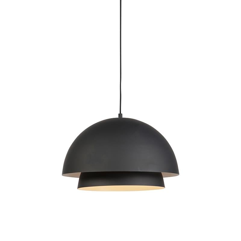 QAZQA Scandinavische hanglamp zwart met wit 2-laags - Claudius