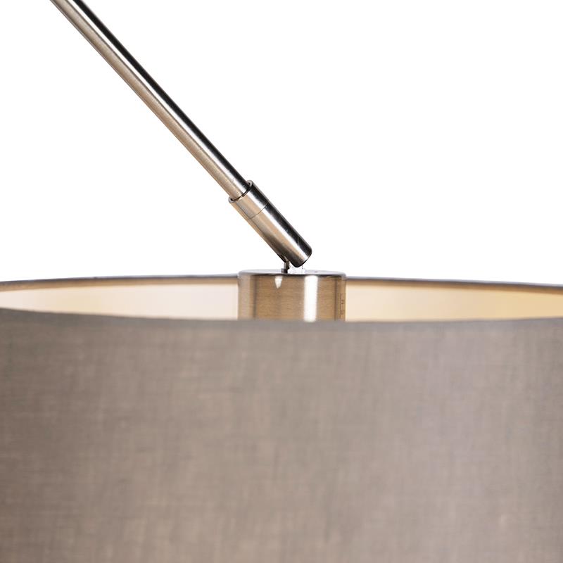 QAZQA Hanglamp staal met linnen kap taupe 35 cm  - Blitz