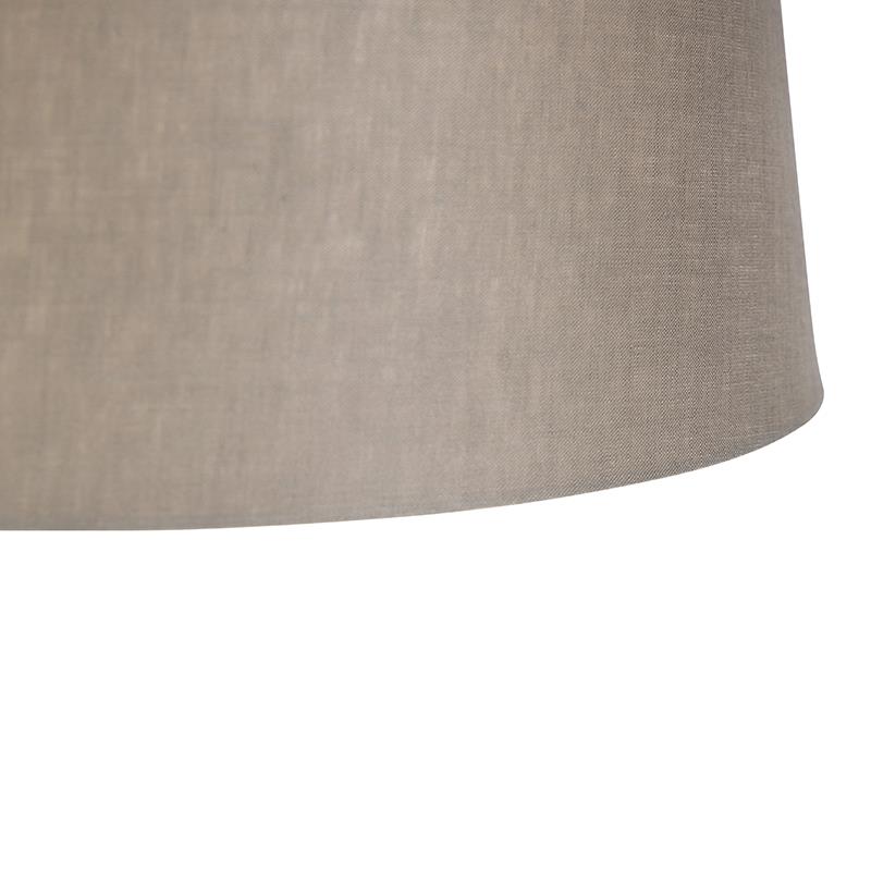 QAZQA Hanglamp staal met linnen kap taupe 35 cm  - Blitz