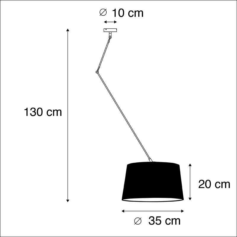 QAZQA Hanglamp staal met linnen kap taupe 35 cm  - Blitz