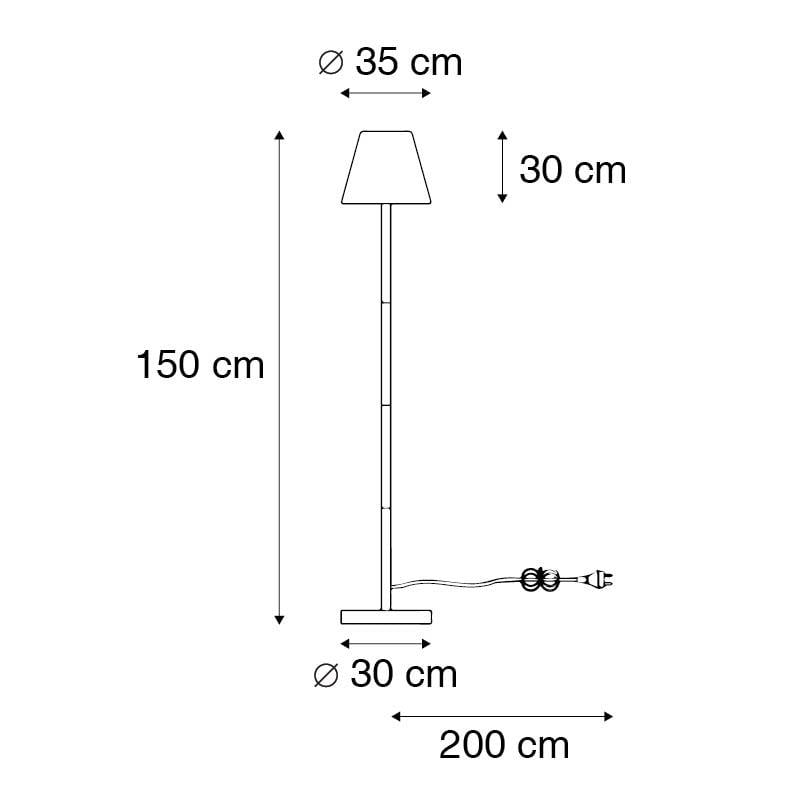 QAZQA Buiten vloerlamp zwart met witte kap 35 cm IP65 - Virginia