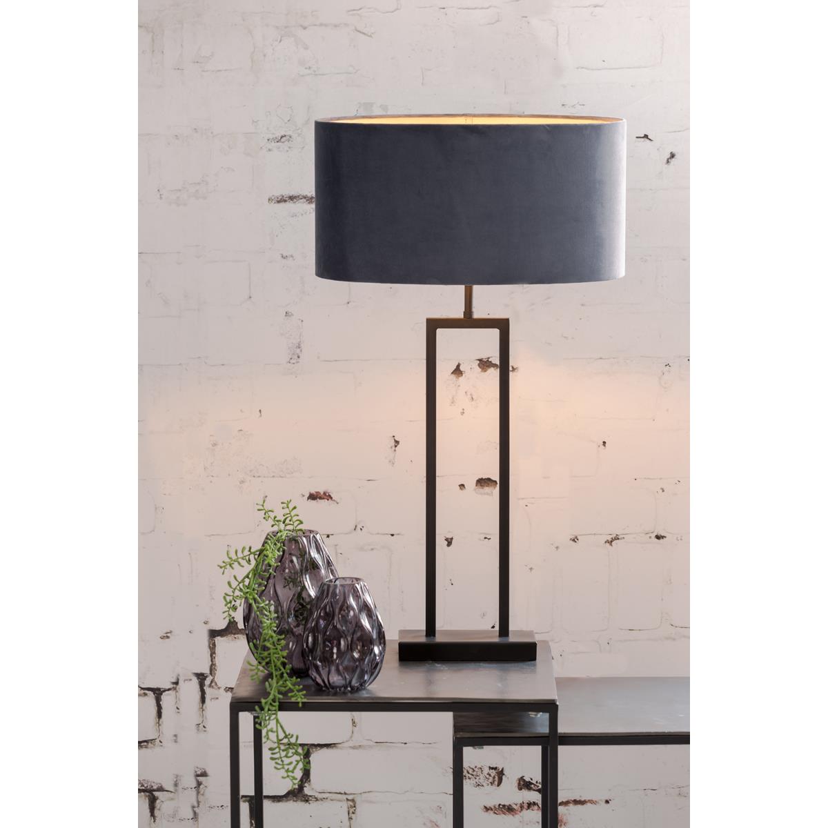 Light & Living Lampenkap Ovaal Velours - Dusty Blue - 45x21x22cm