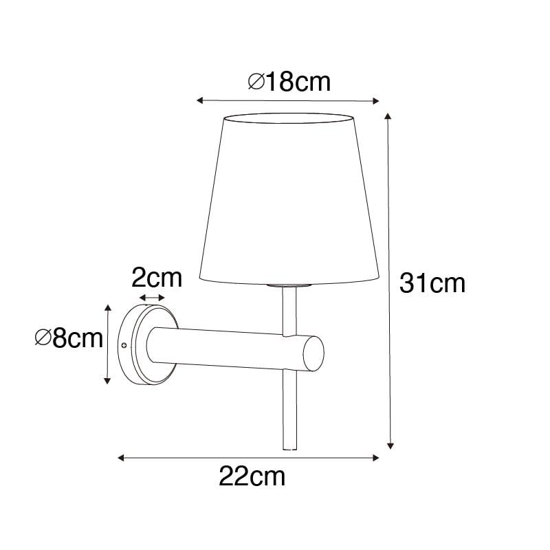 QAZQA Moderne wandlamp messing met zwart - Pluk
