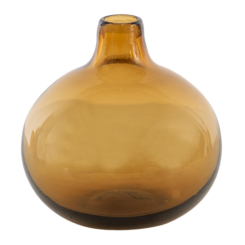 Clayre & Eef Vaas  Ø 11x11 cm Bruin Glas Rond Glazen Vaas