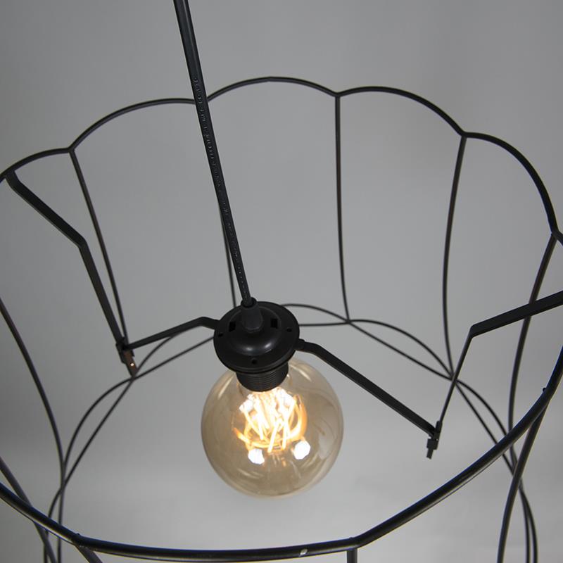 QAZQA Set van 2 retro hanglampen zwart 50 cm - Granny Frame