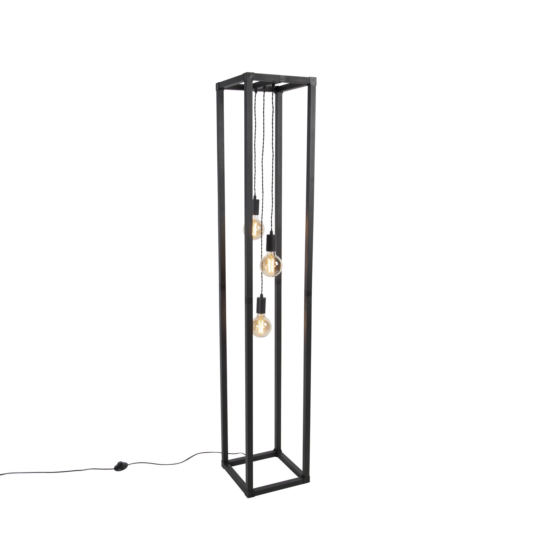 QAZQA Smart vloerlamp zwart 3-lichts incl. Wifi G95 - Big Cage