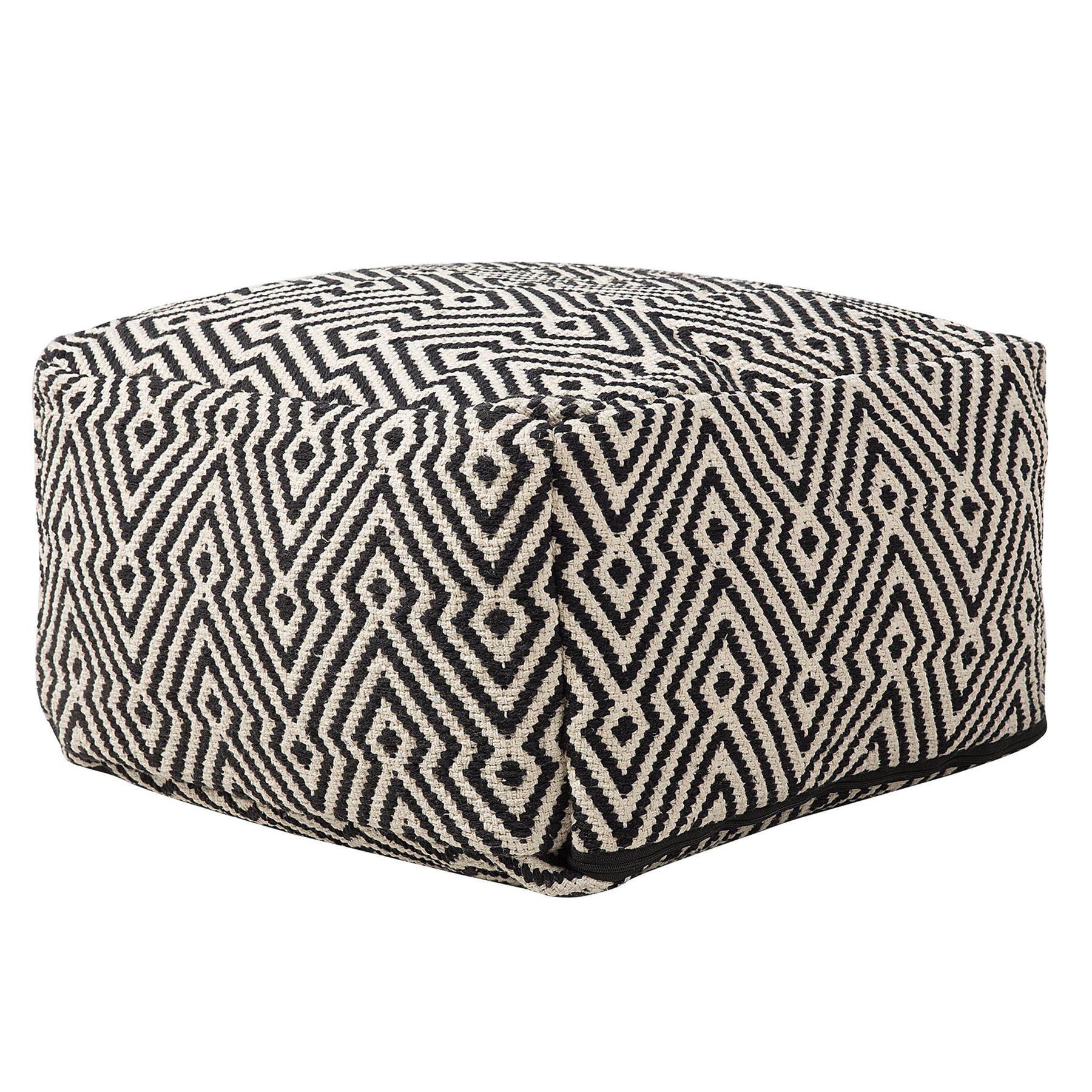 Beliani - MUKKI - Poef - Zwart - 50 cm - Katoen