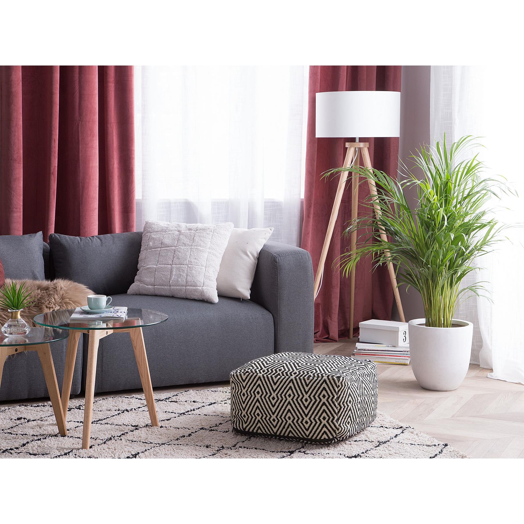 Beliani - MUKKI - Poef - Zwart - 50 cm - Katoen