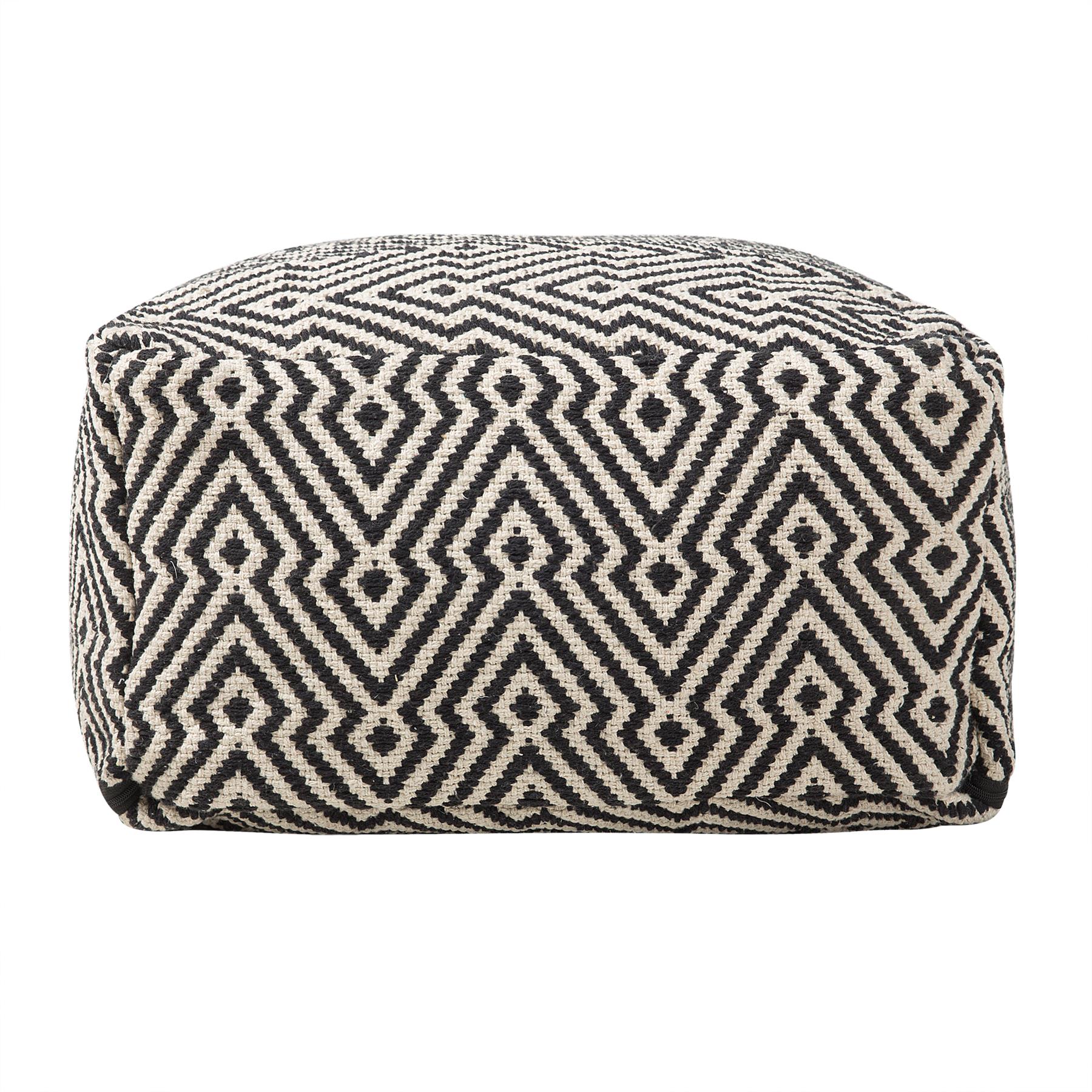Beliani - MUKKI - Poef - Zwart - 50 cm - Katoen