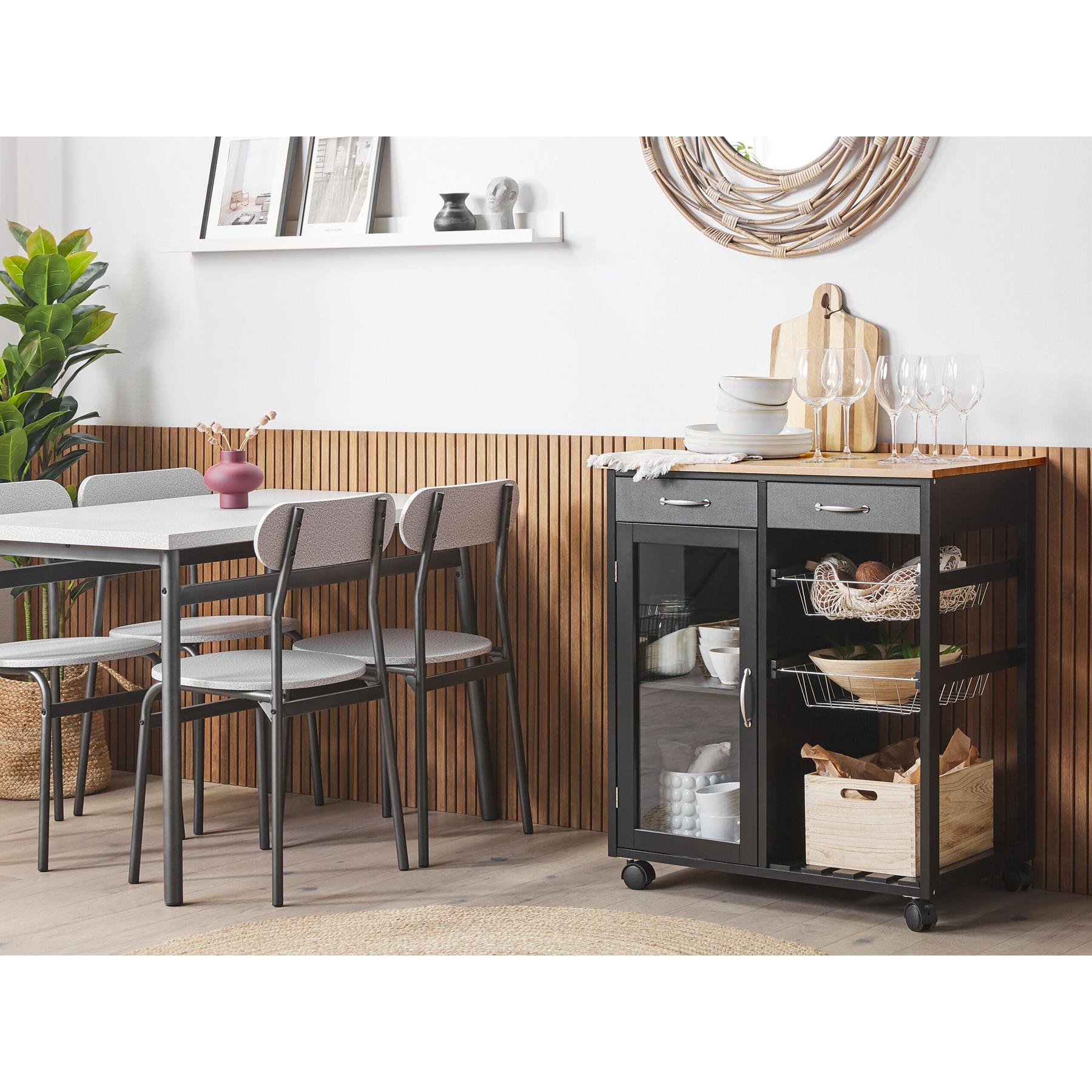Beliani - BOVES - Keukentrolley - Zwart - MDF