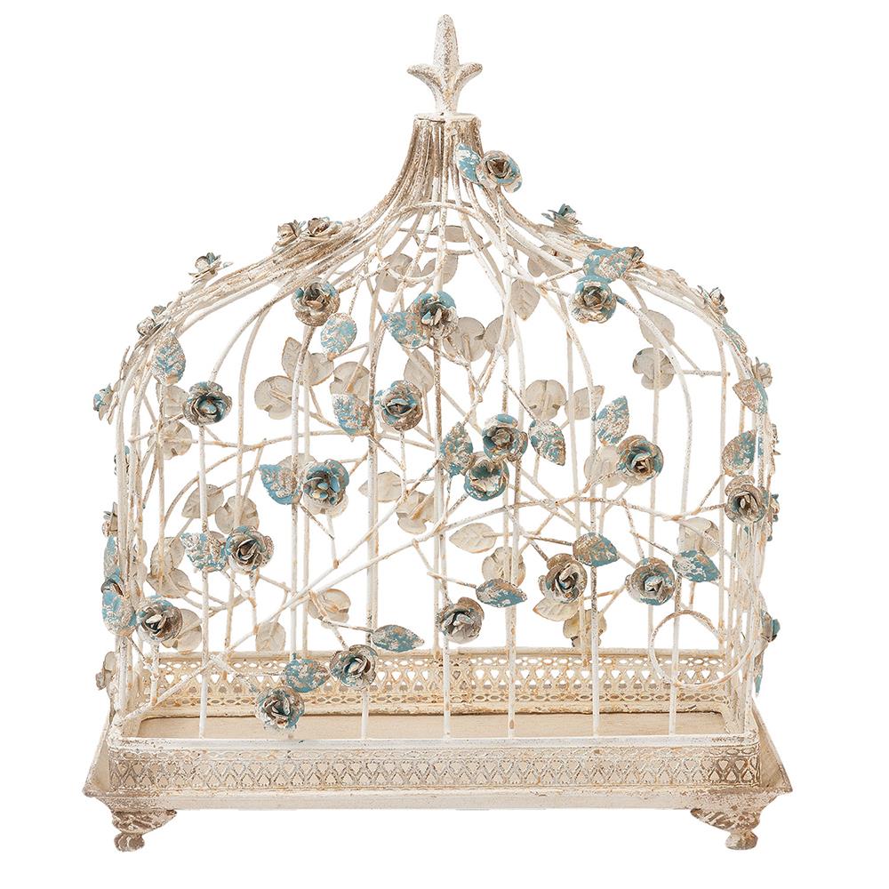 Clayre & Eef Vogelkooi decoratie  42x21x50 cm Wit Ijzer Rechthoek