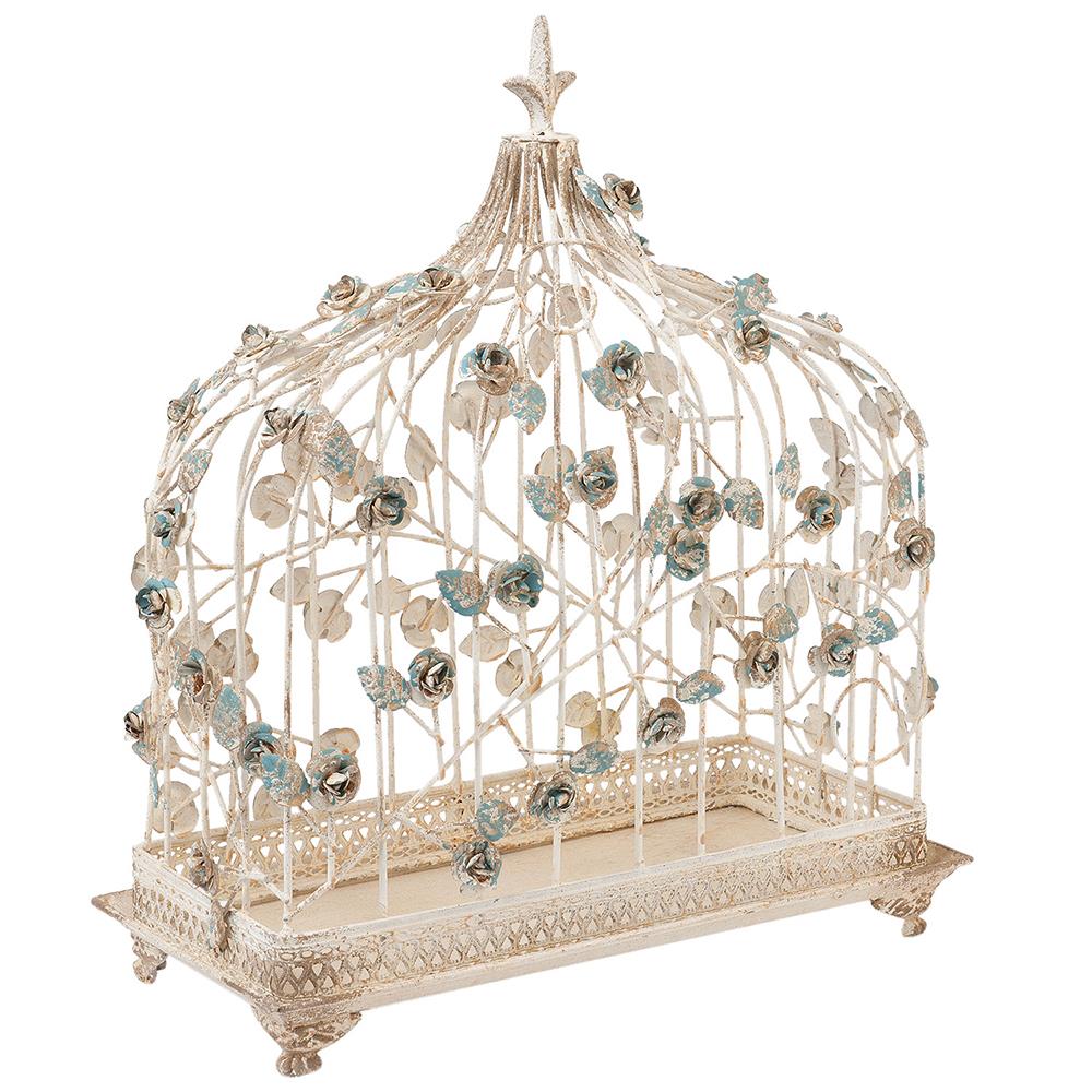 Clayre & Eef Vogelkooi decoratie  42x21x50 cm Wit Ijzer Rechthoek