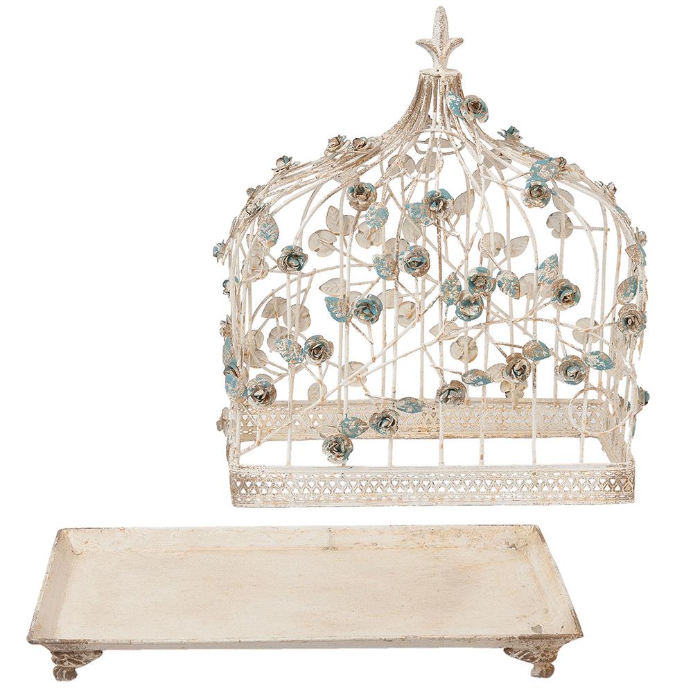 Clayre & Eef Vogelkooi decoratie  42x21x50 cm Wit Ijzer Rechthoek