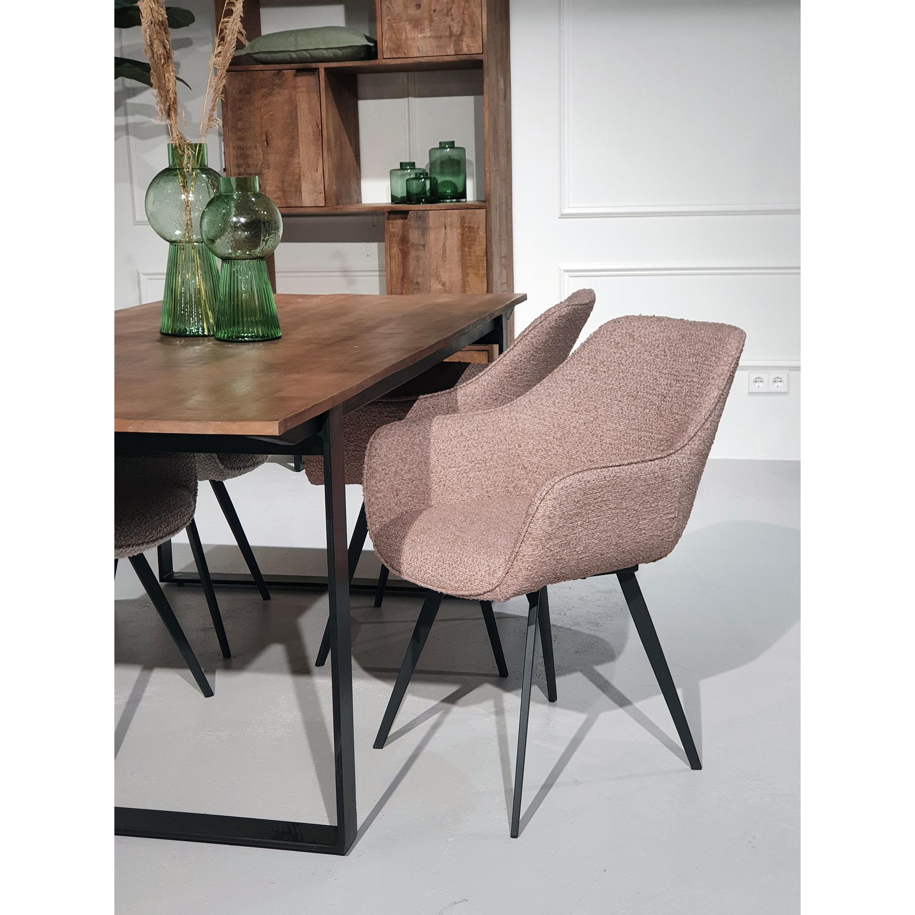 Livingfurn - Luca eetkamerstoel - boucle - roze