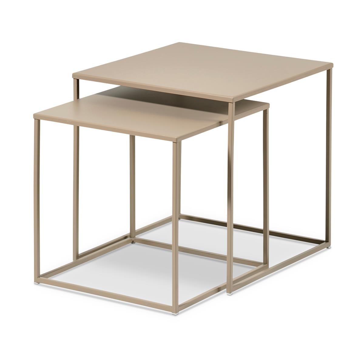 Villa Collection Ank Set van 2 Metalen Bijzettafels - Beige