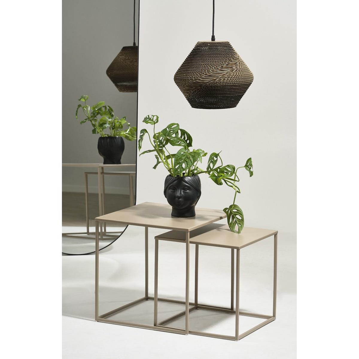 Villa Collection Ank Set van 2 Metalen Bijzettafels - Beige
