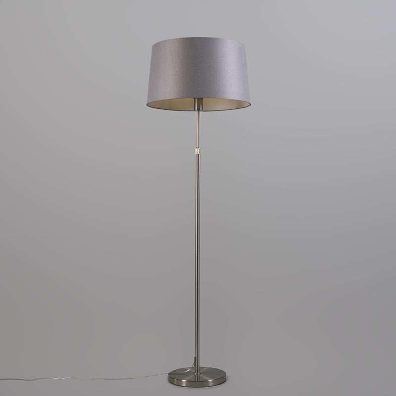 QAZQA Vloerlamp staal met kap grijs 45 cm verstelbaar - Parte