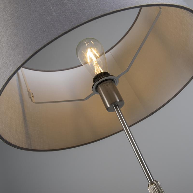 QAZQA Vloerlamp staal met kap grijs 45 cm verstelbaar - Parte