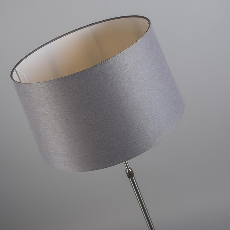 QAZQA Vloerlamp staal met kap grijs 45 cm verstelbaar - Parte