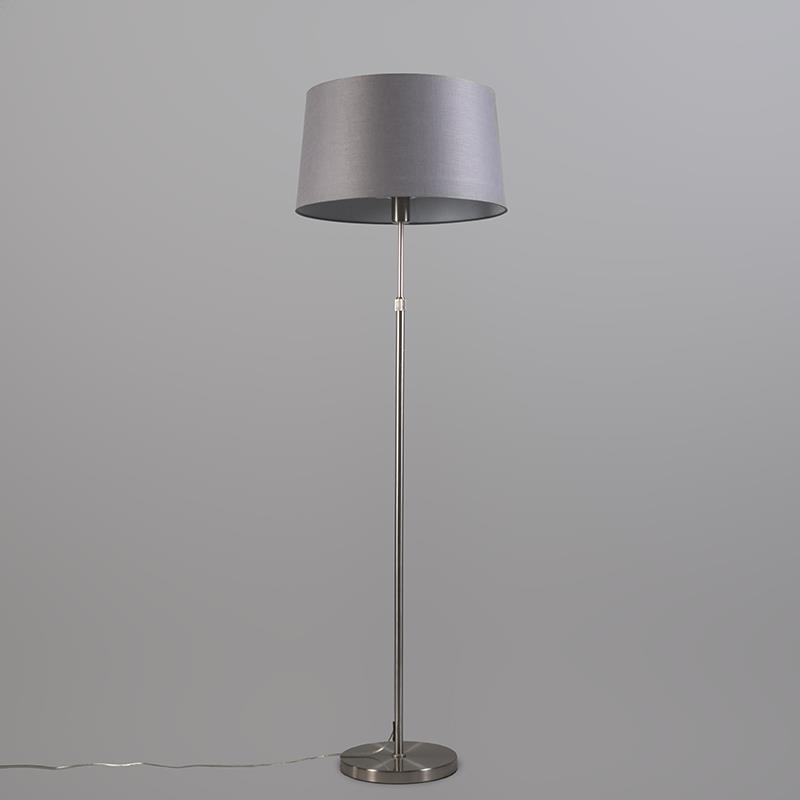 QAZQA Vloerlamp staal met kap grijs 45 cm verstelbaar - Parte