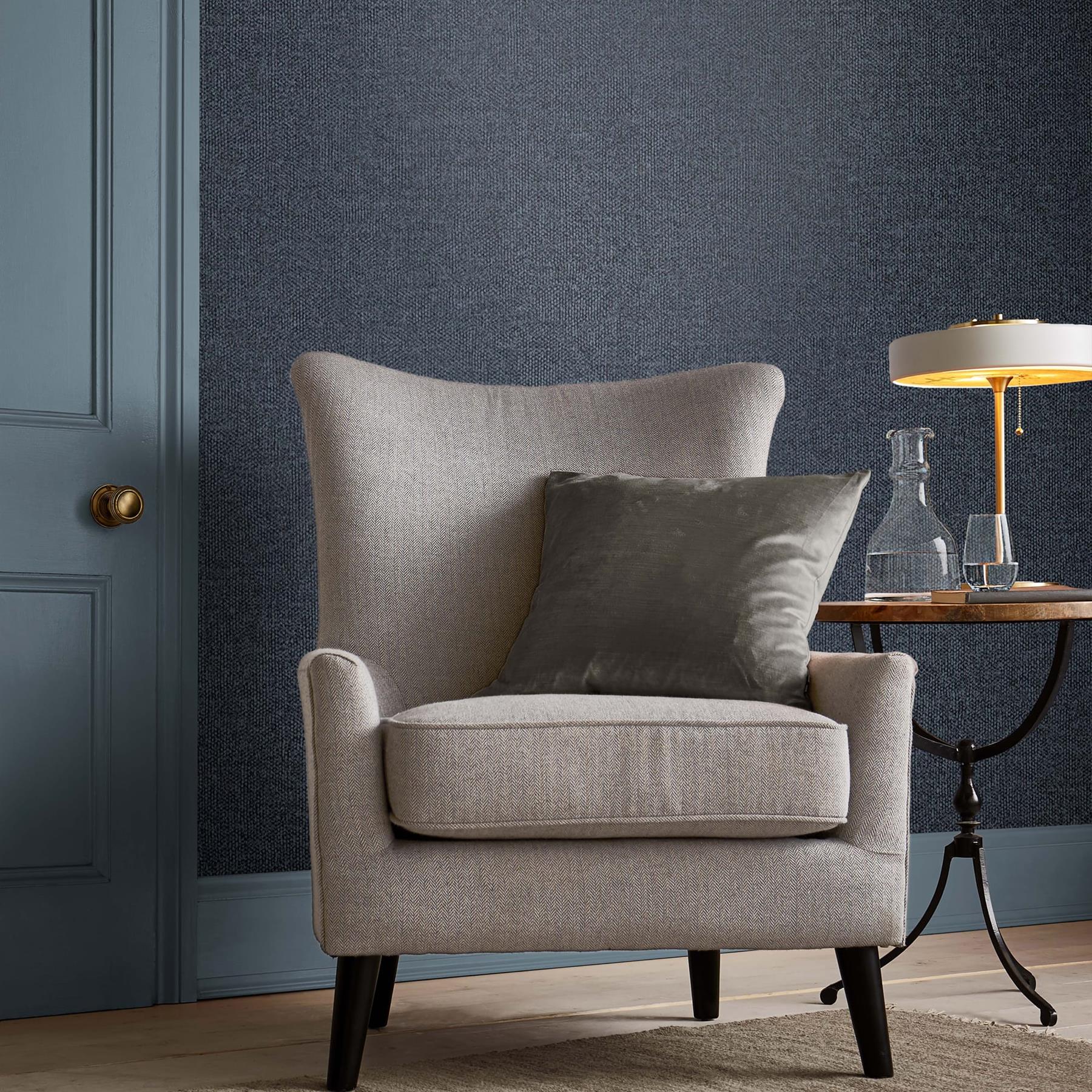 Graham & Brown vliesbehang met vinyl toplaag Twill Denim blauw