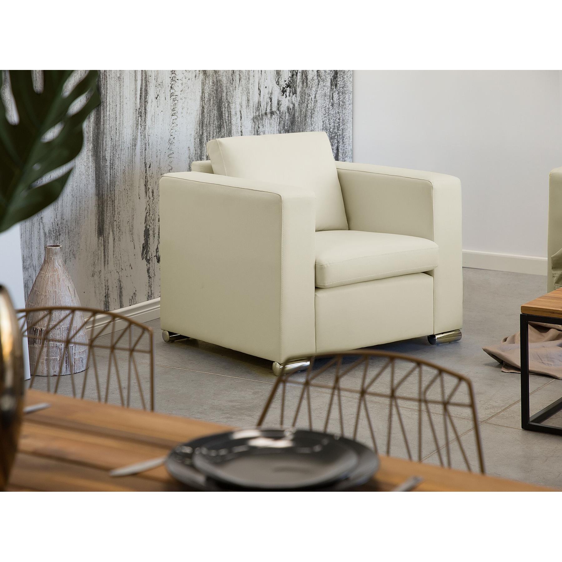 HELSINKI - Fauteuil - Beige - Leer
