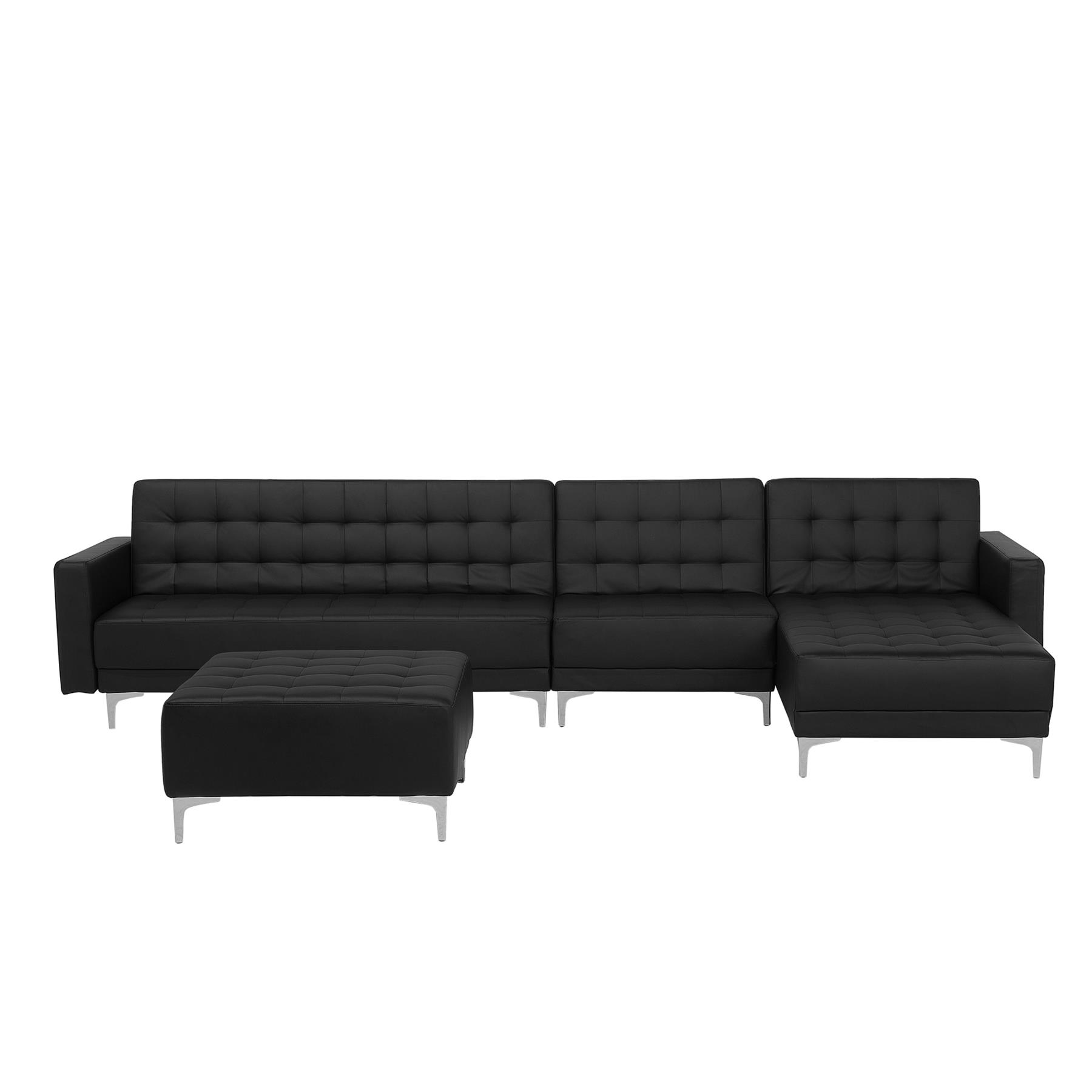 Beliani-ABERDEEN-Hoekslaapbank-Zwart-Linkerzijde-347 cm-Kunstleer