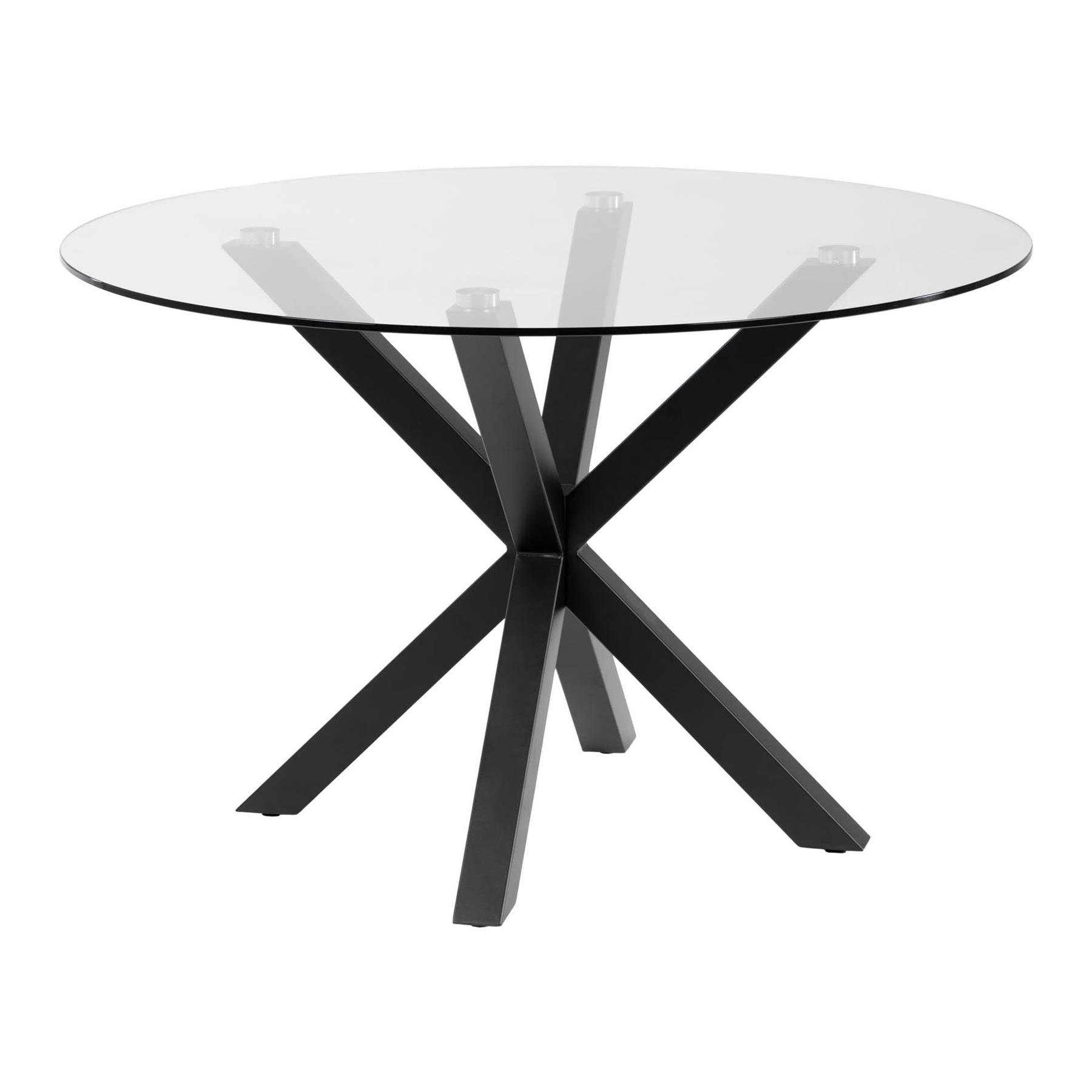 Kave Home Argo Eettafel - Ø 120 cm - Glas / Zwart
