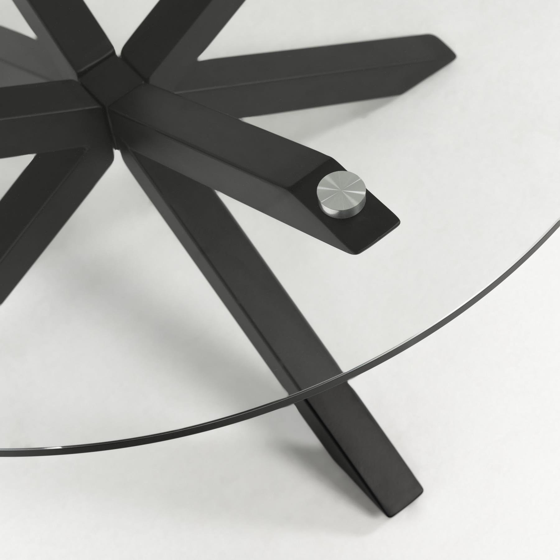 Kave Home Argo Eettafel - Ø 120 cm - Glas / Zwart