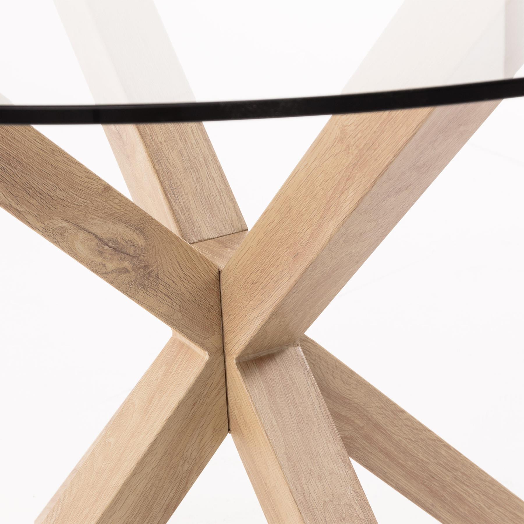 Kave Home Argo Eettafel - Ø 120 cm - Glas / Eiken