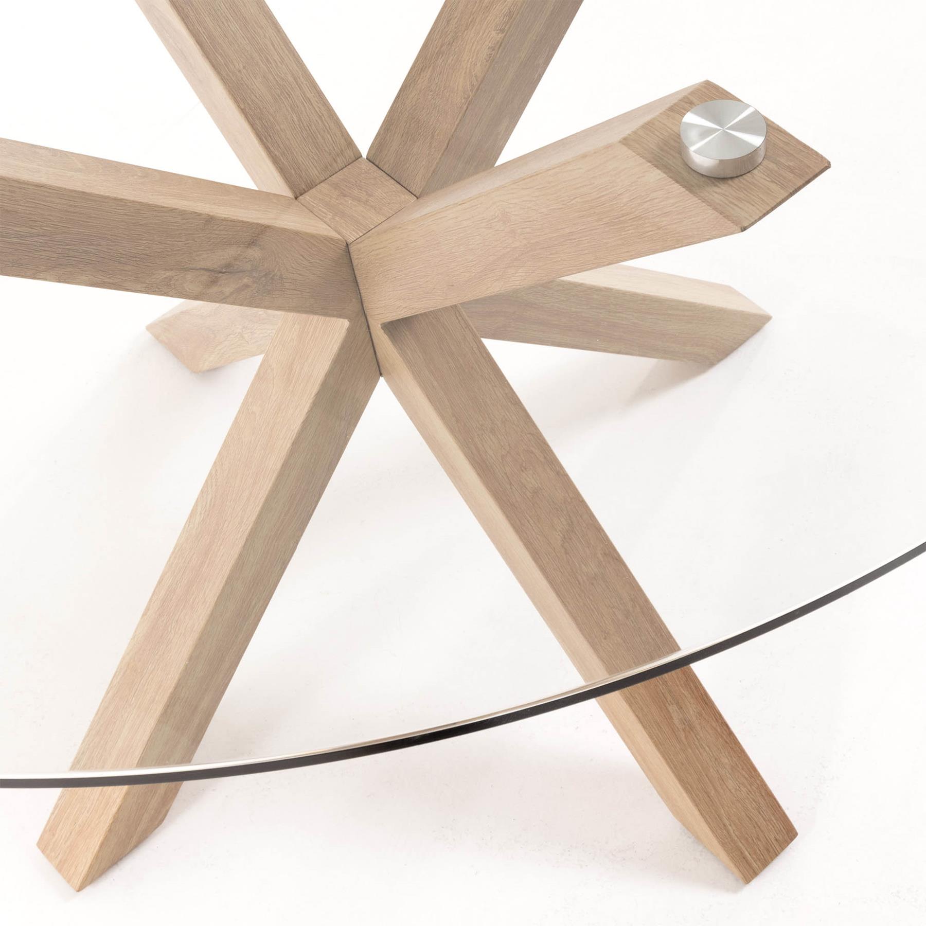 Kave Home Argo Eettafel - Ø 120 cm - Glas / Eiken