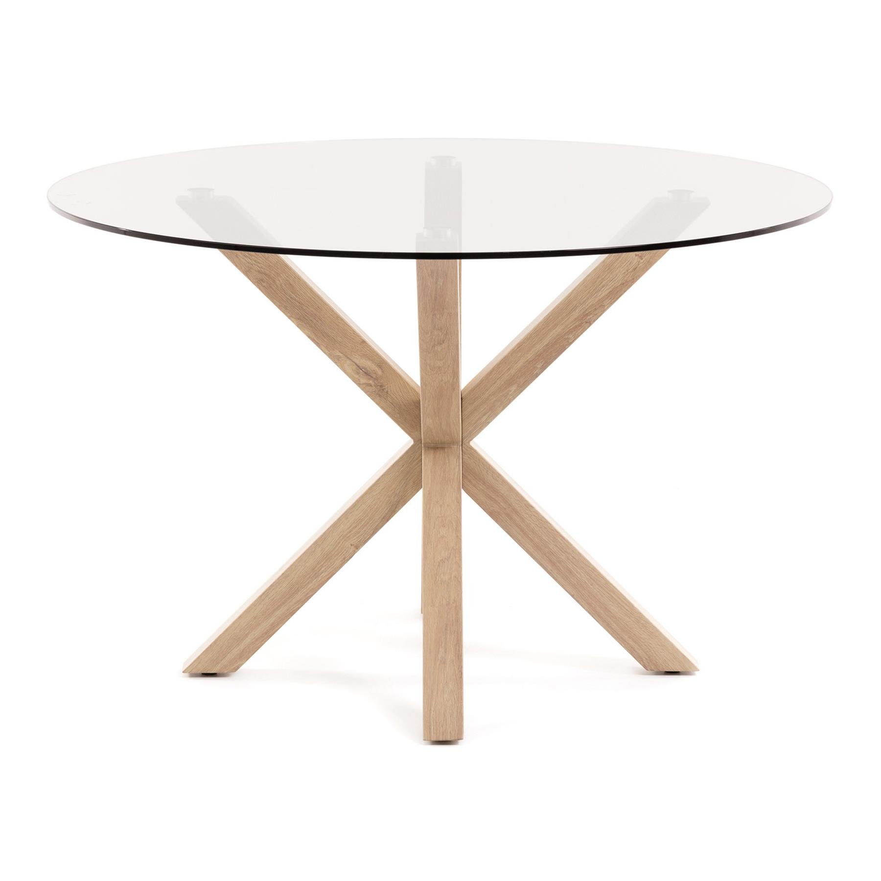 Kave Home Argo Eettafel - Ø 120 cm - Glas / Eiken