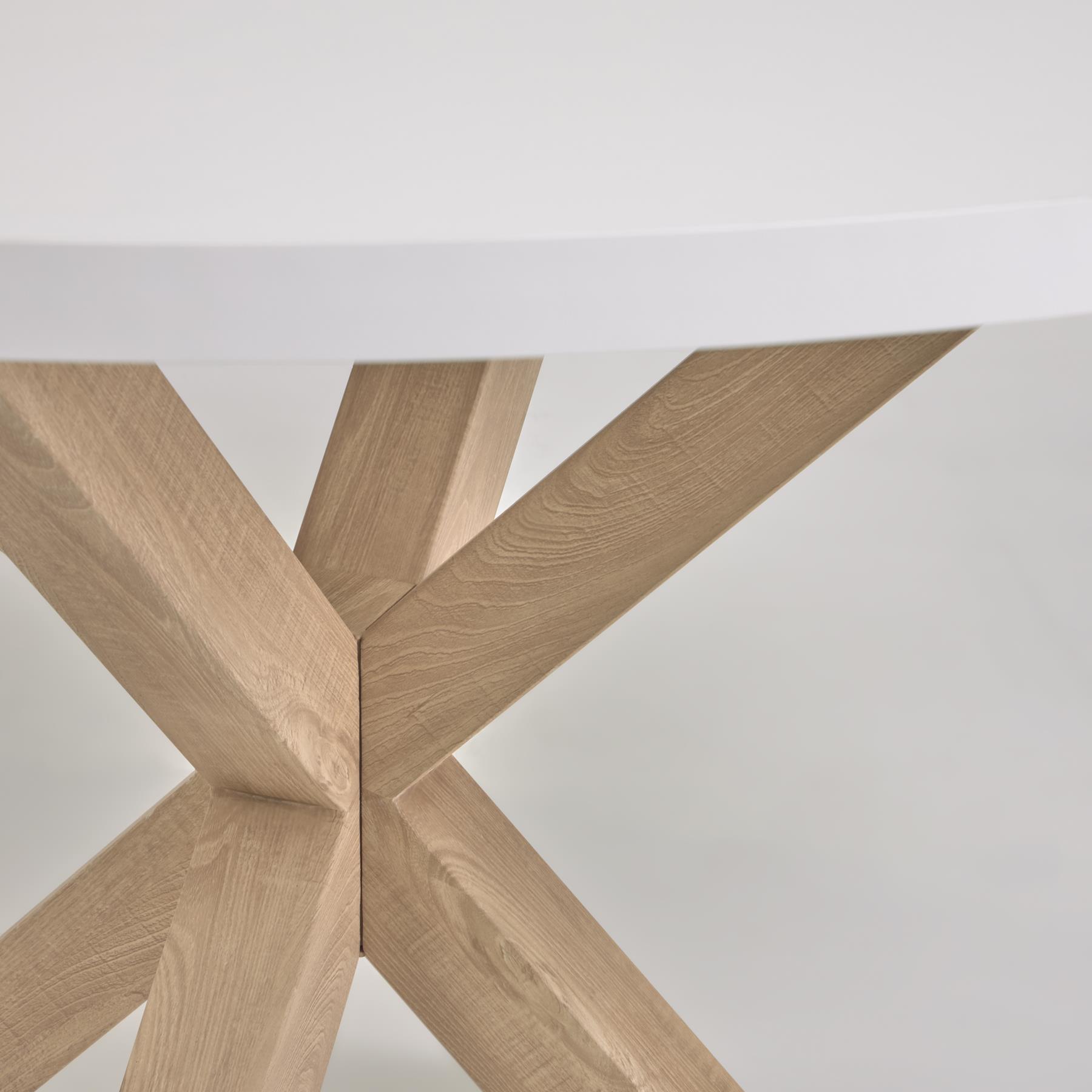 Kave Home Argo Eettafel - Ø 120 cm - Wit / Eiken
