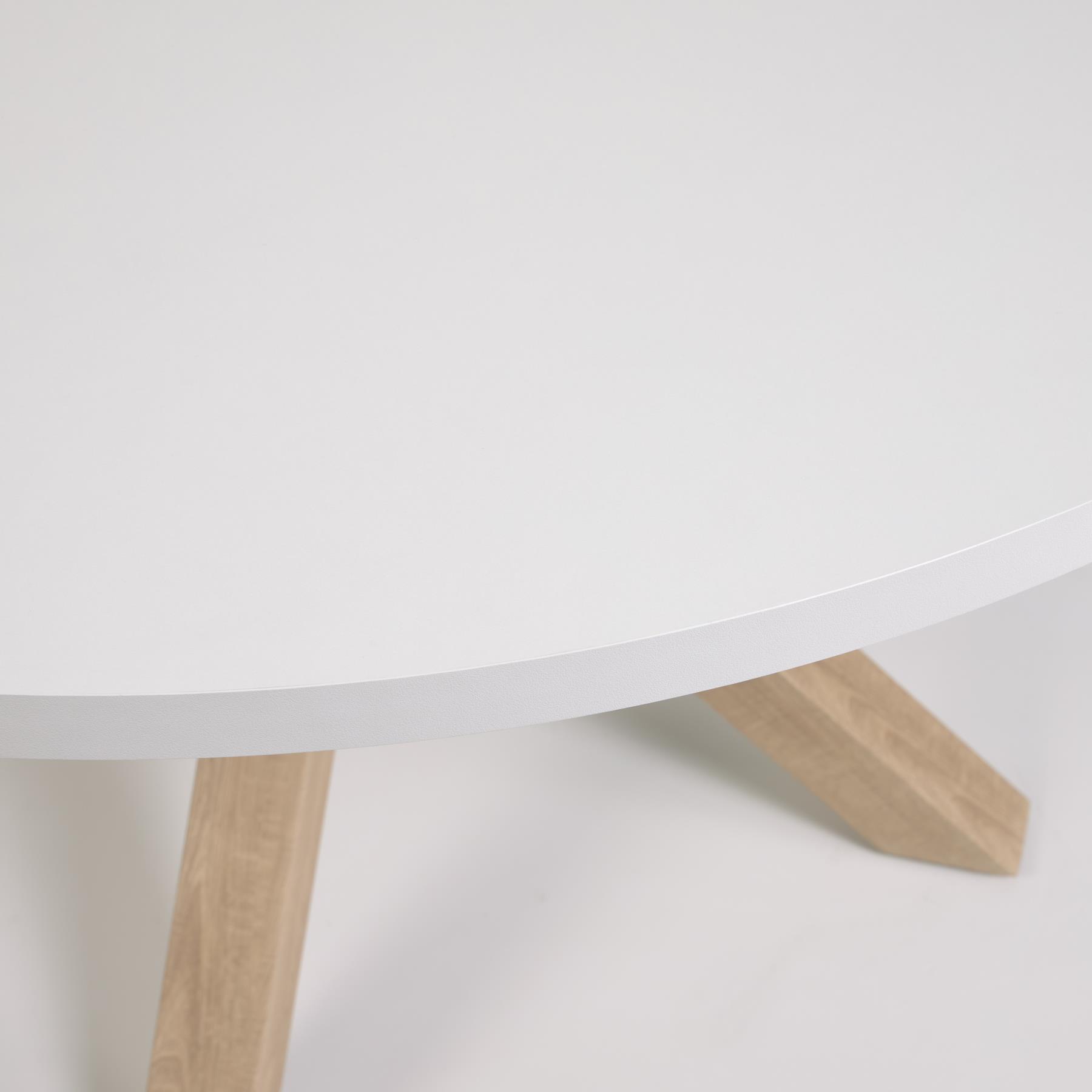 Kave Home Argo Eettafel - Ø 120 cm - Wit / Eiken