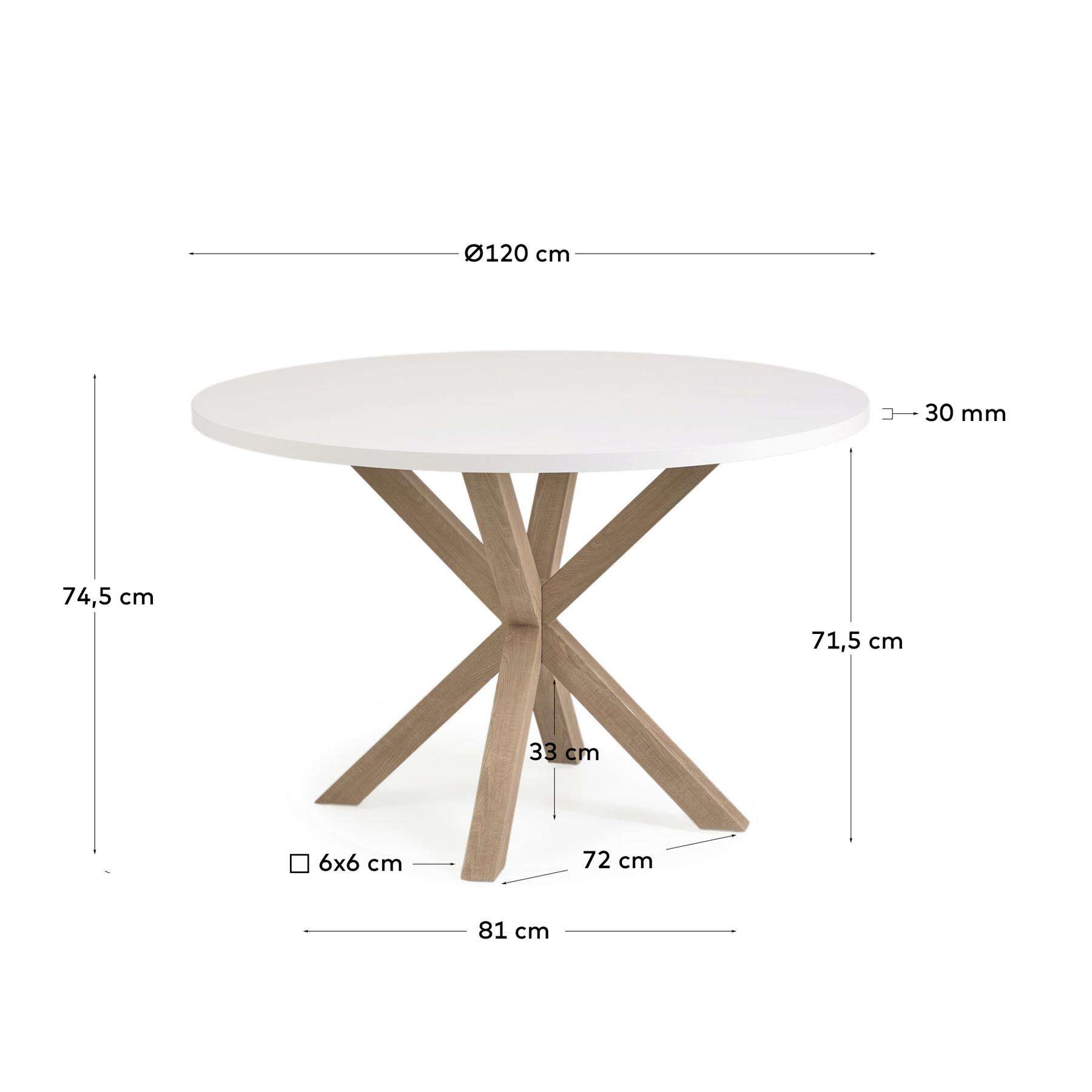 Kave Home Argo Eettafel - Ø 120 cm - Wit / Eiken