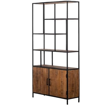 Giga Meubel - Wandkast Hout - Zwart Metaal - 110x36x210cm - Ruben