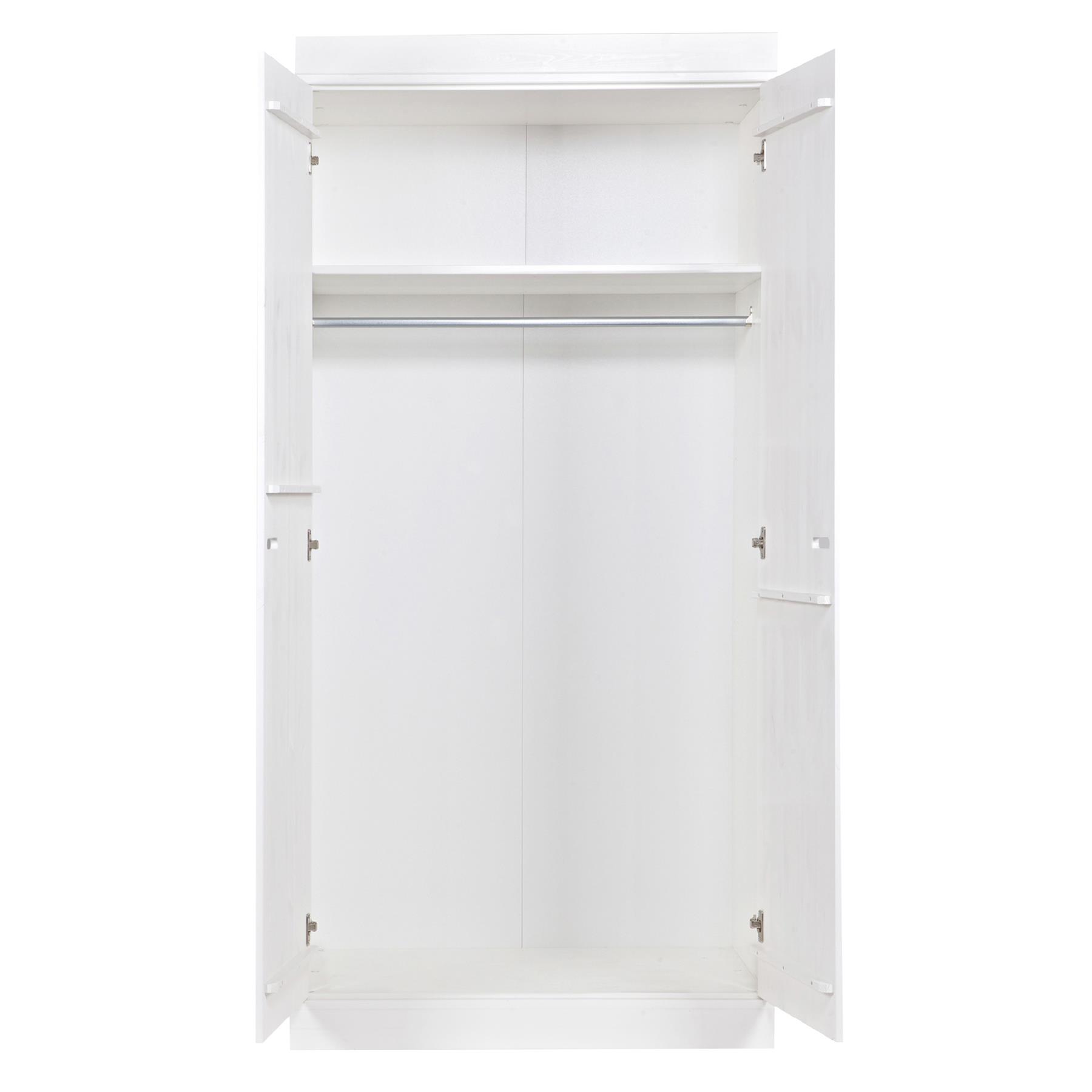 Woood Connect Kledingkast H 195 x B 94 x D 53 cm - Plank en Roede - Wit