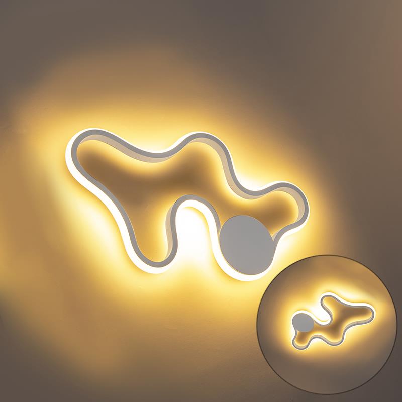 QAZQA Moderne wandlamp wit incl. LED - Plomp