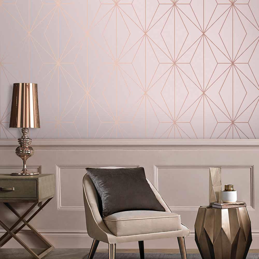 Graham & Brown vliesbehang Harmony Blush Rosegold roze