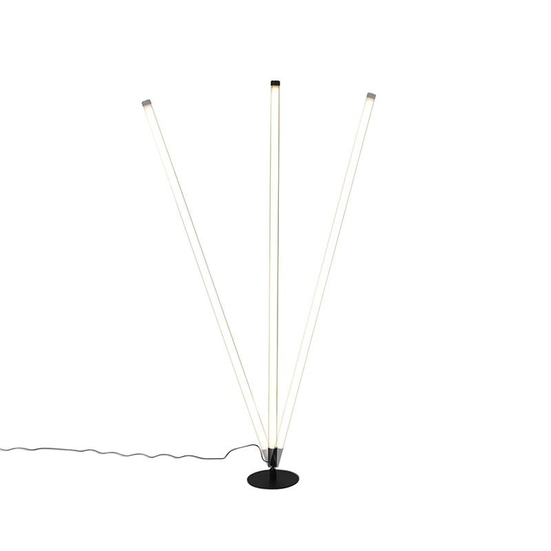 QAZQA Vloerlamp zwart incl. LED met touch dimmer 3-staps dimbaar -