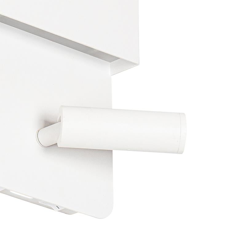 QAZQA Wandlamp wit incl. LED met USB en leeslamp met schakelaar -