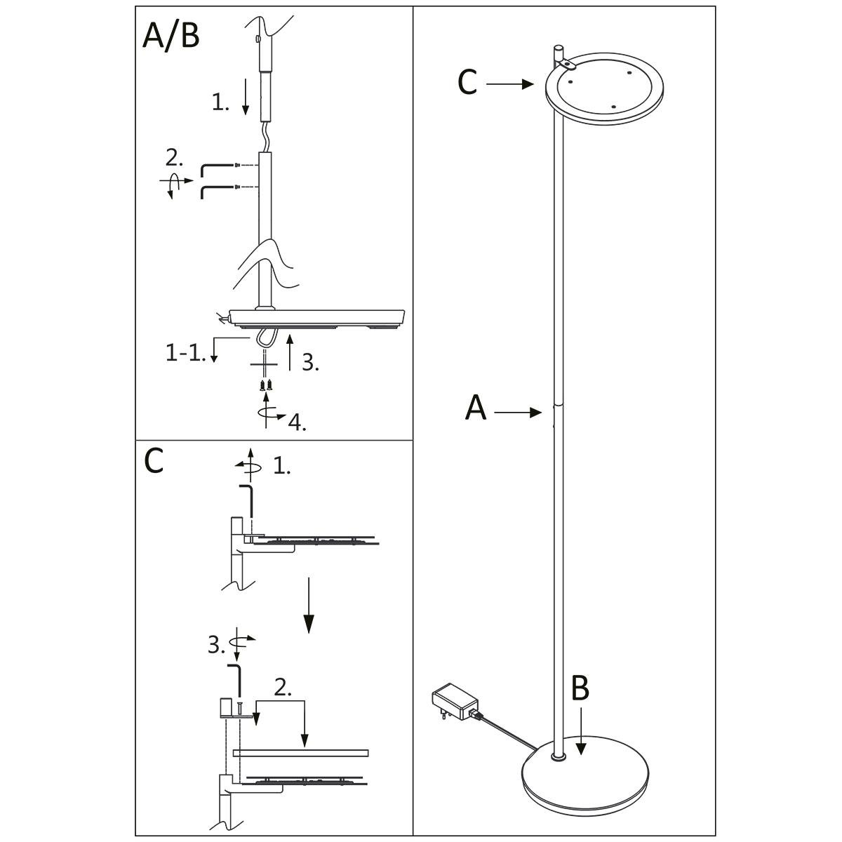 Steinhauer - vloerlamp - Turound - staal - glas metaal - Ø 27cm - LED - 2992ST