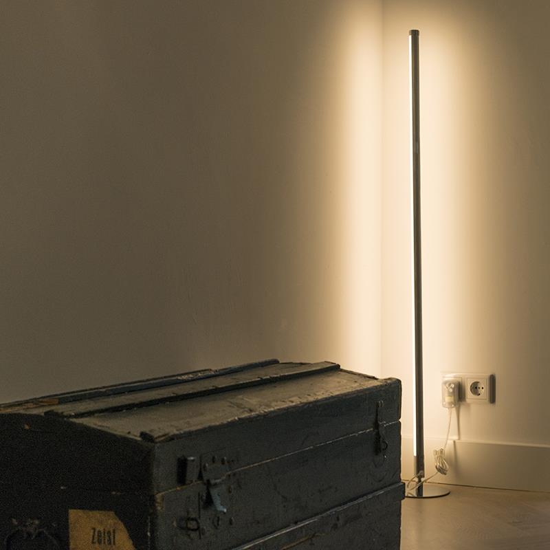 QAZQA Set van 2 moderne vloerlampen LED chroom - Line-up