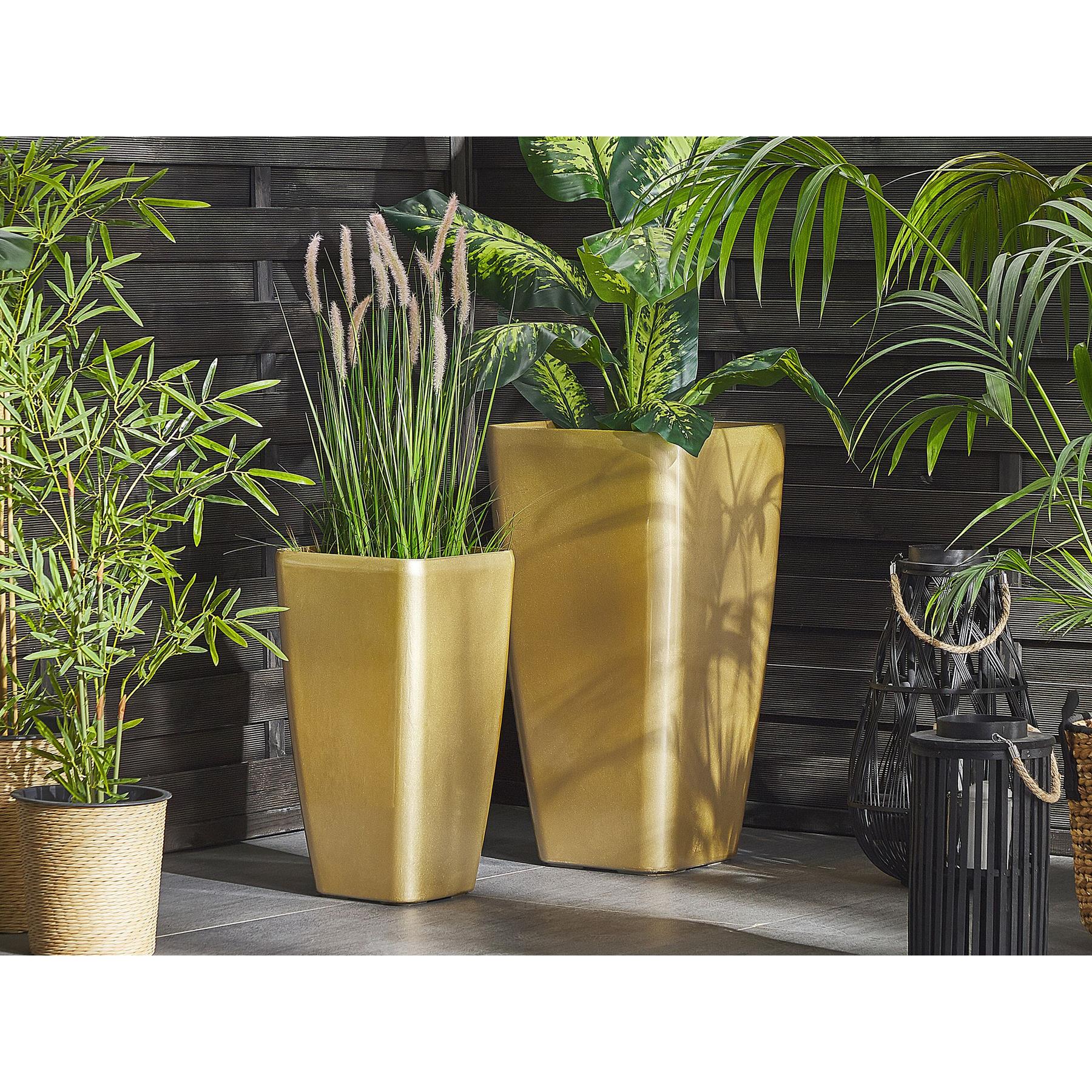 Beliani - MODI - Plantenbak - Goud - 40 cm - Stenenmix
