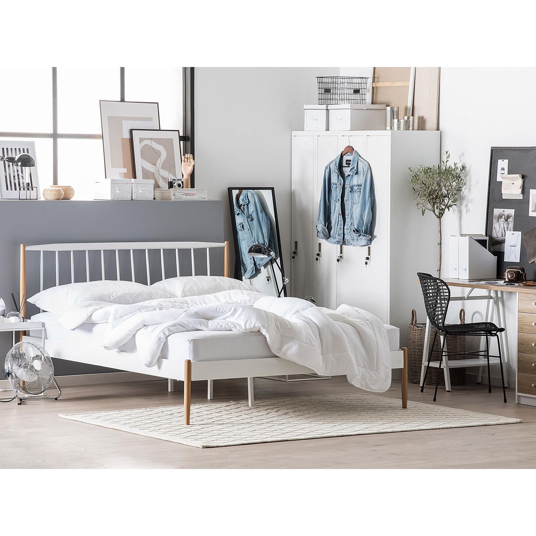 Beliani - MAURS - Tweepersoonsbed - Wit|Bruin - 140 x 200 cm - Metaal