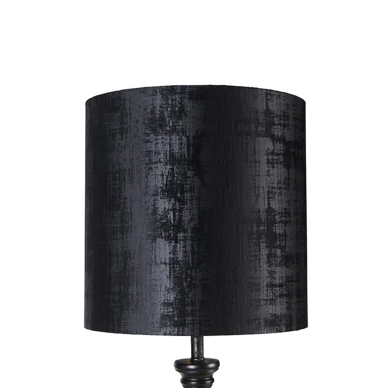 QAZQA Klassieke vloerlamp zwart met kap zwart 40 cm - Classico