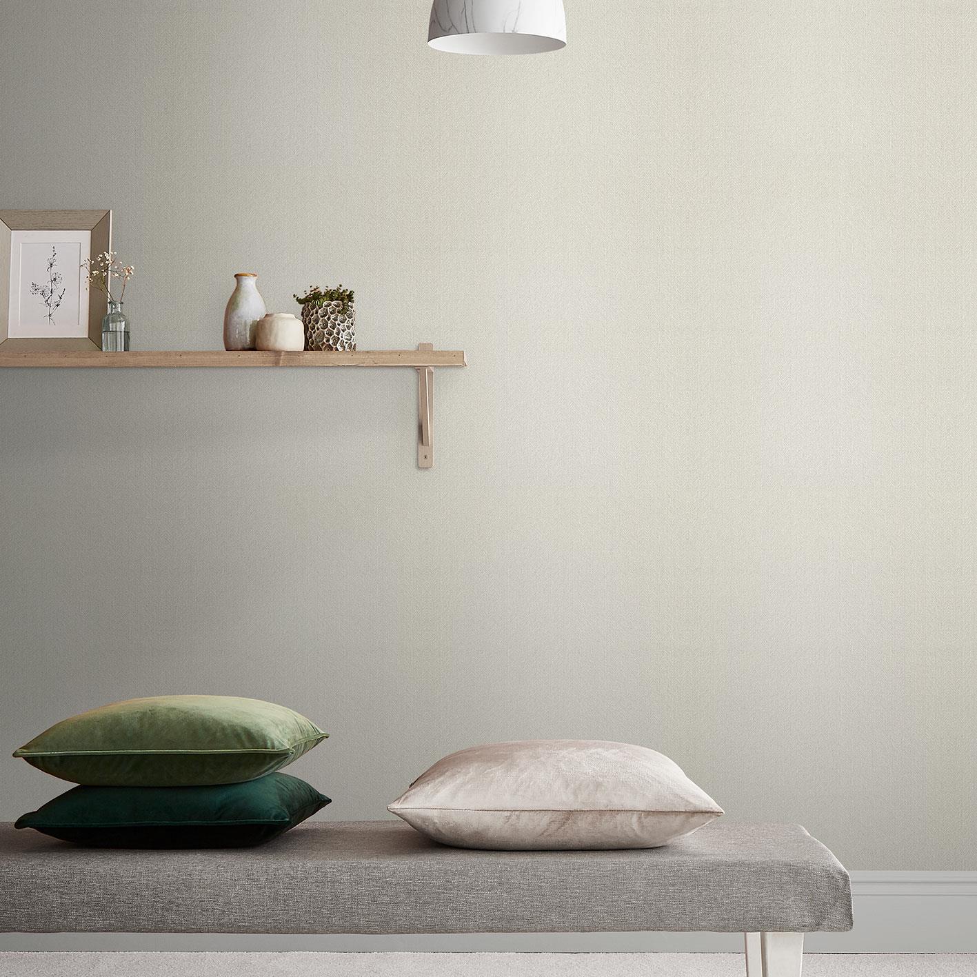 Graham & Brown - Vliesbehang - Herringbone Texture Ecru - 10mx52cm
