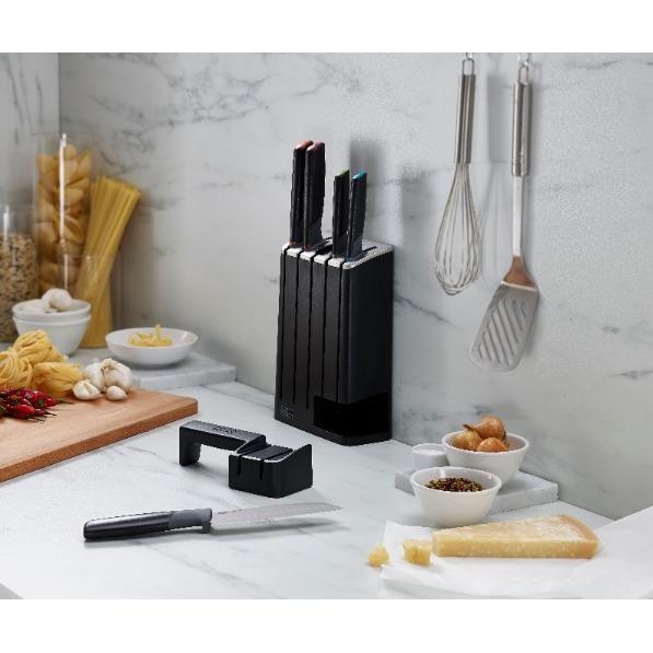 SlimBlock met Set van 5 Elevate Messen - Zwart - Joseph Joseph