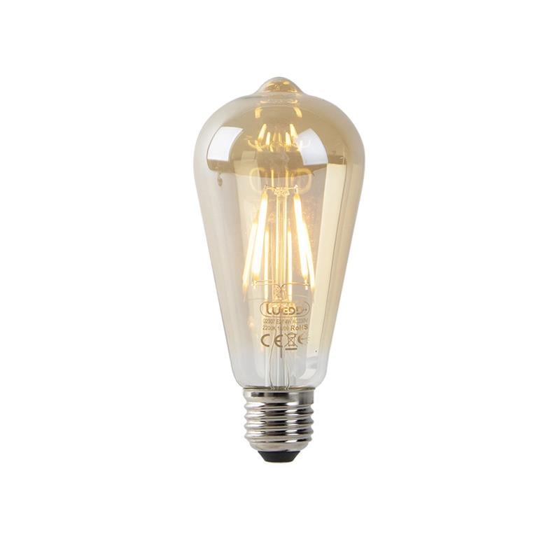 LUEDD E27 LED lamp ST64 goud met schemersensor 4W 400 lm 2200K