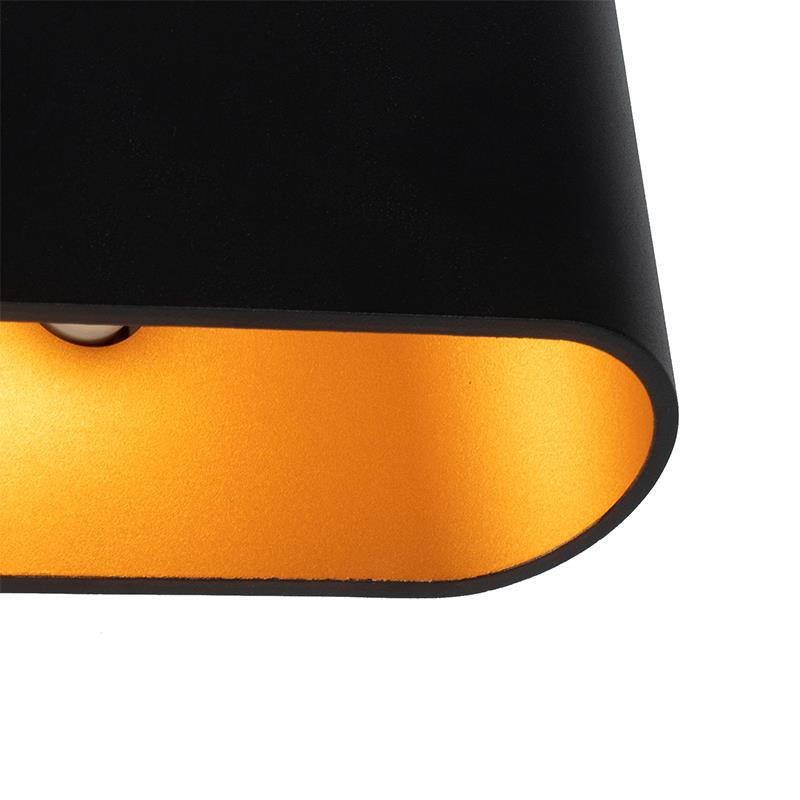 QAZQA Moderne wandlamp zwart met gouden binnenkant ovaal - Alone